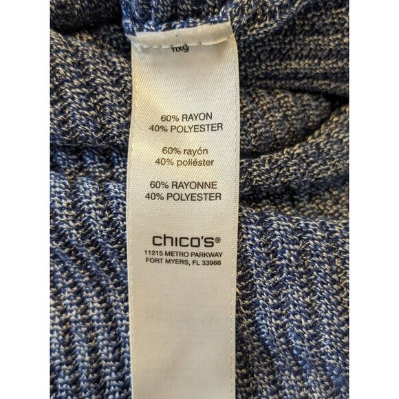 Chicos Easywear Cowl Neck Top Womens US 12 14 Blue Diagonal Stripe Pullover - Picture 7 of 8